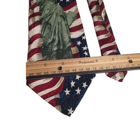 Museum Artifacts Tie Statue Of Liberty American Flag USA Themed Silk Classic - Picture 3 of 5